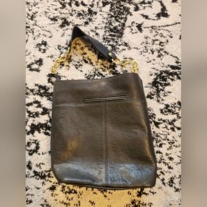 Black leather shoulder bag by Laundry